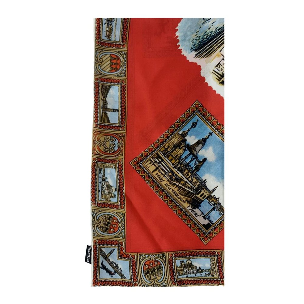 Vetements Unisex 'Venezia' Silk Scarf Red